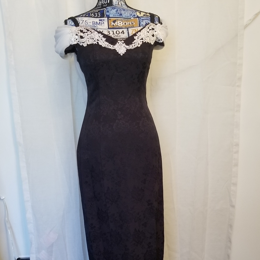 Vintage art deco dress prom wedding black white